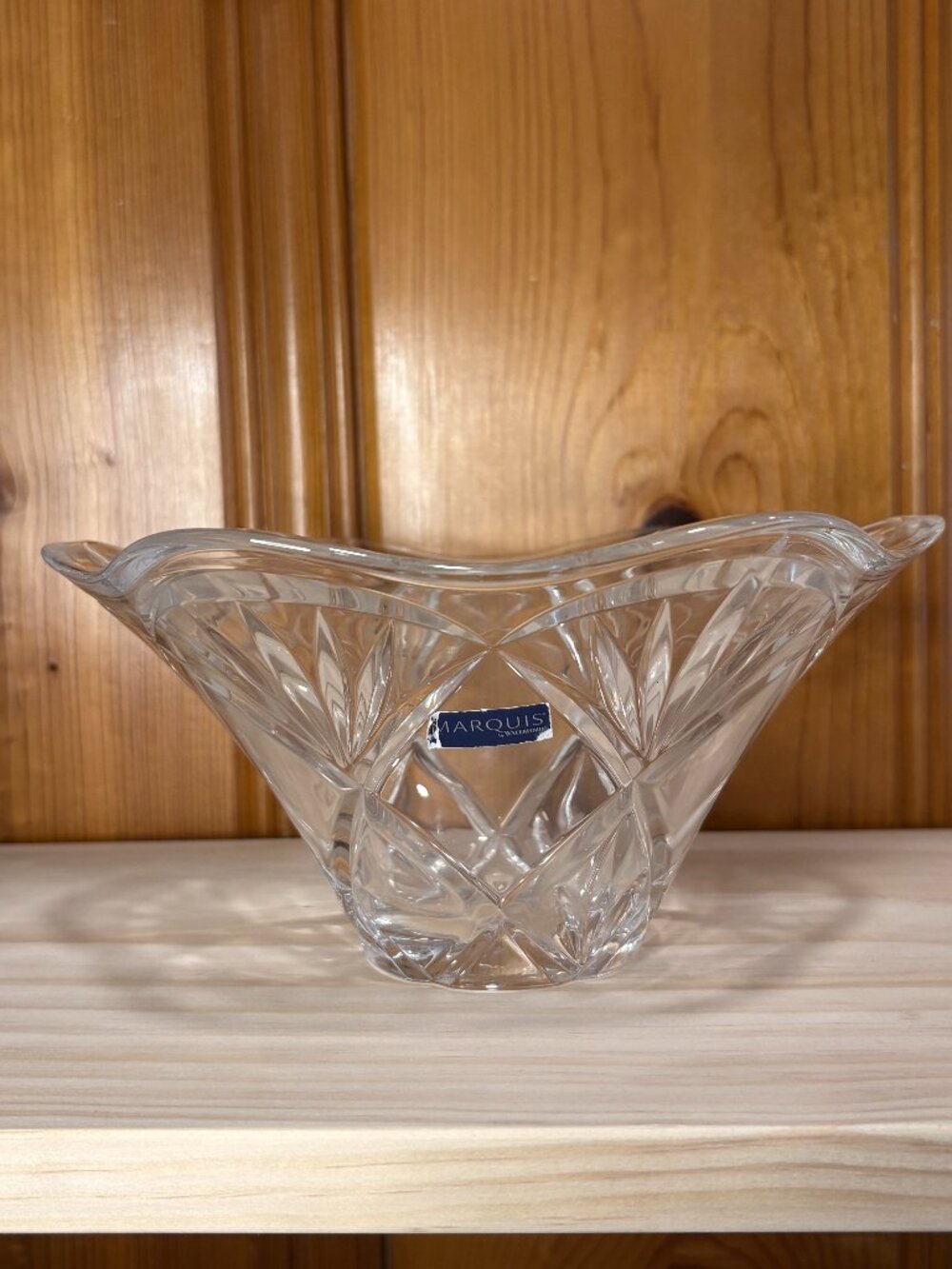 Marquis by Waterford Crystal Bowl Fan Cut Scalloped Rim 8.5” 1990s